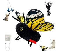Rechargeable Realistic Butterfly Interactive Cat Toy Flapping Suction, Smart Sensing Flapping Butterfly Toy Interactive Cat for Solo Play, with Rope and Suction Cup, Cats Indoor Play Companion (YE)