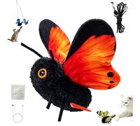 Rechargeable Realistic Butterfly Interactive Cat Toy Flapping Suction, Smart Sensing Flapping Butterfly Toy Interactive Cat for Solo Play, with Rope and Suction Cup, Cats Indoor Play Companion (OR)