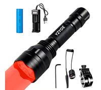 Rechargeable Red Light Tactical Flashlight,500 Yards Red LED Hunting Light kit, Universal Picatinny Rail Mount with Pressure Switch for Long Distance Night Hunt.