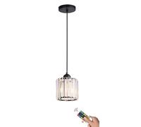 Rechargeable RemoteControlled Crystal Pendant LightModern Black Hanging Lamp for Dining Room & Kitchen Island Easy Install No Wiring Needed Stylish Home Lighting Solution