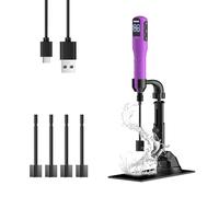 Rechargeable Resin Mixer with Stand | 3 Speeds Control | Timed Stop Function | 4 Electric Stirrer Paddles for Epoxy Resin, Silicone, Paint Mixing, Soap Making, Resin Tools, DIY Crafts, Purple