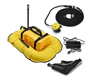 Rechargeable Scuba Diving Tank with Detachable Breathing Regulator - Inflatable Bottom Ventilator System for Adventure and Treasure Hunting, 4000mAh Battery