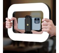 Rechargeable Selfie Ring Light, Adjustable Bicolor Ring Light With Telescopic Light Stand And 6600MAh Large Battery, LED Ring-Light with Tripod Stand, For Smartphone, Makeup Studio Portrait,Vlog Video