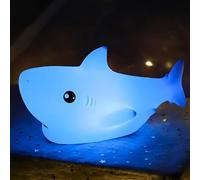 Rechargeable Shark Night Light for Kids - Cute Squishy 7-Color Touch-Controlled Ocean-Themed LED Lamp, Ideal Christmas & Birthday Gift for All Ages