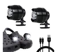 Rechargeable Shoe Lights 2 PCS, 3 Lighting Mode Headlights for Croc Style Shoes, Camping Accessories Shoe Charm Decoration Light, IPX5 Waterproof Shoe Headlights for Walking Hiking, Gift for Men Women