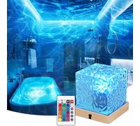 Rechargeable Shower Lamp 16 Color Sensory Lights Changeable Ocean Wave Galaxy Projector with Remote Northern Light Mood Cordless Cube Lamp Waterproof Flame Water Lights for Bathroom Gifts for Women