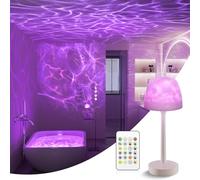 Rechargeable Shower Lamp Waterproof with Remote, Bathroom Cordless Table Lamp with 16 Color Dimmable, Ocean Wave Shower Light, 3600mAh Touch Desk Light for Bath Tub Relaxing, Kitchen, Camping, Patio