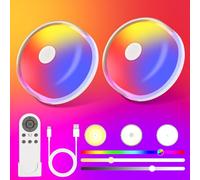 Rechargeable Shower Light, 15 Color Changing Bathroom Ceiling Light No Wiring, Mood Lights with Remote Dimmable, 2400mAh Battery Powered Night Light for Bathroom Closet Bedroom Livingroom, 2 Pack