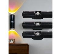 Rechargeable Smart Led Motion Sensor Ambient Light, Magnetic Smart Motion Sensor Mood Light, Punch-Free Indoor Wireless Wall Sconce with Rgb Gradient Dimming for Hallway, Stair (3, black 7color)