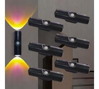 Rechargeable Smart LED Motion Sensor Ambient Light, Magnetic Smart Motion Sensor Mood Light, Punch-Free Indoor Wireless Wall Sconce with Color Changing for Bedroom (6Pcs,Black, 7-Color Changing)