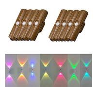 Rechargeable Smart LED Motion Sensor Ambient Light, Magnetic Wall Sconce with Color Changing - Auto On/Off Night Light for Bedroom, Hallway, Staircase & Cabinet (Walnut, 7-Colors,8PCS)
