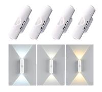 Rechargeable Smart LED Motion Sensor Ambient Light, Magnetic Wall Sconce with Color Changing - Auto On/Off Night Light for Bedroom, Hallway, Staircase & Cabinet (White, 3-Colors,4PCS)