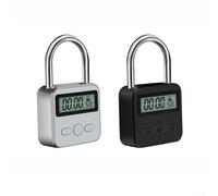 Rechargeable Smart Lock with LCD Display and Backlight, Electronic Timer Function Allows Unlocking After Set Time up to 99 Hours 59 Minutes, Strong Metal and Silicone Materials (Black)