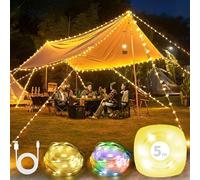 Rechargeable Solar Camping String Lights, Smart APP-Controlled Waterproof Outdoor LED Light for Tents, Camping Gear Backyard, 4-in-1 Portable Camp Lantern with Adjustable Brightness 3 Modes