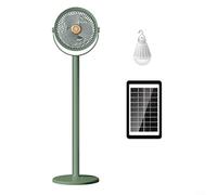 Rechargeable Solar Powered Standing Fan with LED, 5 Speed Portable Foldable USB Desk Fan for Camping Home Office Outdoor Use(Green)