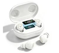 Rechargeable Sound Device for Adults, Digital Audio Device with 3.2g Lightweight In-Ear Earbud, Power-On Anti-Howling, 4 Volume Adjustment, Voice Enhanced, Touch Controls for Daily Life (White)