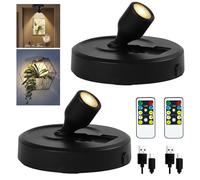 Rechargeable Spot Lights Indoor Led Spotlight, Battery Wireless Up Lights Indoor, Plants Tree Artwork Portrait Picture Display Accent Lighting for Home Decorators Homeowners Art Collectors-2 Pack