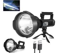 Rechargeable Spotlight, 3,000,000 Lumens Led Spot Lights Outdoor Handheld Super Bright Powerful Long Range Flashlight with 4 Modes, Tripod, USB C, IPX5 Waterproof for Fishing Boating Camping