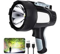 Rechargeable Spotlight Flashlight, 900,000 Lumen Brightest LED Spotlight Outdoor with Cob Light Bright 6 Modes & Foldable Tripod, Long Lasting, Handheld Spot Light for Indoor, Boating, Hunting