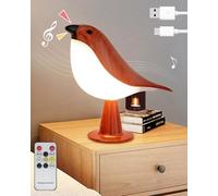 Rechargeable Table Lamp Bird, 2600mAh Touch and Remote Control Bird Lamp, Cordless, Stepless Dimmable Night Light, Aromatherapy Bedside Lamp with Bird Call, Timer, 3 Color Temp Bird Light (Red)