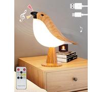 Rechargeable Table Lamp Bird, 2600mAh Touch and Remote Control Bird Lamp, Cordless, Stepless Dimmable Night Light, Aromatherapy Bedside Lamp with Bird Call, Timer, 3 Color Temp Bird Light (Maple)