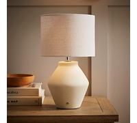 ValueLights | Finn Cream Ceramic Rechargeable Table Lamp with Linen Shade | Table Lamps & Home Improvement Essential