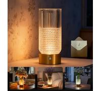 Rechargeable Table Lamp, LED Vase Bedside Lamps,Crystal Dimmable 3-Colour Table Lamp with Flower Vase,Personalised Gifts for Festival,Cordless Touch Lamps for bedroom Living Room Bar Restaurant