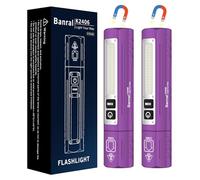 Rechargeable Tactical Flashlights High Lumens - Super Bright Small Powerful LED Magnetic USB C Flashlight, 8 Modes, Dual Button Waterproof Pocket Flash Light for Emergency, Car (2, Purple)