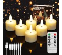 Rechargeable Tea Lights Candles Battery Operated with Remote, Flameless Tealight Candles Warm White for Halloween, Christmas, Wedding Decorations, LED Votive Flickering Tealight with Timer