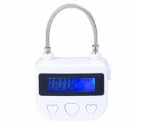 Rechargeable Time Lock Switch Padlock USB for Reducing Overeating and Phone Use, Digital Timer Up to 99 Hours 59 Minutes, ABS Body with Steel Wire, with USB Cable (White)