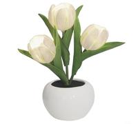 Rechargeable Tulip Night Light with Ceramic Body and PU Floral Top for Subtle Illumination in Any Room (white)