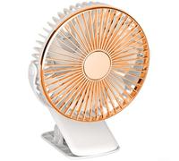 Rechargeable USB Clip Fan with 3 Speeds, 360° Rotatable Portable Desk Fan, 1800mAh Battery for Bed Office Travel, Aromatherapy Compatible (White)(White)