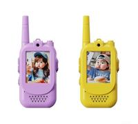 Rechargeable Video Talkies, 2.0 inch Screen with HD Camera, 150-500m Range Wireless Communication Devices for Speak Teaching(Purple Yellow)