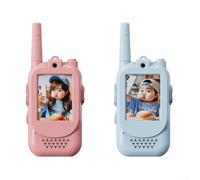 Rechargeable Video Talkies, 2.0 inch Screen with HD Camera, 150-500m Range Wireless Communication Devices for Speak Teaching(Blue Pink)