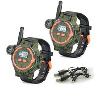 Rechargeable Walkie Talkie for Kids Two-Way Radio Walky Talky with Flashlight Children Outdoor Game Interphone Toy Game and Gifts for Boy and Girl Age 4 to 12 (Camo)