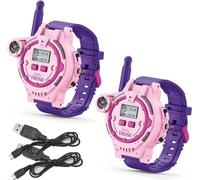 Rechargeable Walkie Talkie for Kids Two-Way Radio Walky Talky with Flashlight Children Outdoor Game Interphone Toy Game and Gifts for Boy and Girl Age 4 to 12 (Pink)