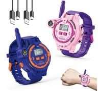 Rechargeable Walkie Talkies Watches for Kids, Two Way Radio Walky Talky Watch with Flashlight kids toys and gifts for 5 6 7 8 Year Olds Boys and Girls（Pink&Blue）