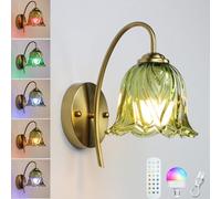 Rechargeable Wall Light d Crystal Cordless Wall Lamp Remote Control Dimmable Without Power Connection Wall Lighting USB Charging Green Glass Bedside Lamp Florence Battery Operated Reading