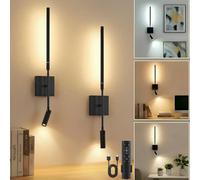 Rechargeable Wall Lights 2 Pack,10000mAh Battery Operated Wall Sconce with Remote,Dimmable 3 Color,360° Rotatable Main Light & Spotlight,Wireless LED Wall Lamp for Bedroom Living Room Hallway,71cm