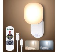 Rechargeable Wall Lights Motion Sensor with Remote, 4000mAh Battery Stick on Wall Lamp Indoor, Auto Sensor & 350° Rotate, 3000K/4000K/6000K, Dimmable LED Night Light for Stairs Bedroom Hallway