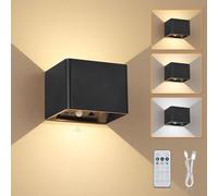 Rechargeable Wall Lights with Motion Sensor, 5400mAh Battery Operated Wall Lamps with Remote Control, Dimmable and 3 Colors, On and Auto Modes Indoor Wall Sconces for Bedroom, Hallway, Black 1 Pack
