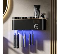 Rechargeable Wall-Mounted Bathroom Organizer with Sterilizer and Dispenser