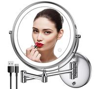 Rechargeable Wall-Mounted LED Makeup Mirror Dual-Sided 1X/7X Magnifin Touch Screen with 3 Adjustable Color Lights for Perfect Beauty Applin