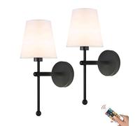 Rechargeable Wall Sconce Battery Operated Wall Lights set of 2 with Remote, Cordless Wall Lamp Battery Powered Wall Sconces, Not Hardwired Dimmable Fabric Wall Light for Living Room Bedroom Hallway(Bl