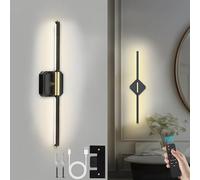 Rechargeable Wall Sconce Lights, Wireless USB Battery Operated Wall Lights 3 Color Temperature, 360°Rotation, Dimmable Wireless with Remote Control 70CM for Living Room, Bedroom Hallway(1 Pack Black)
