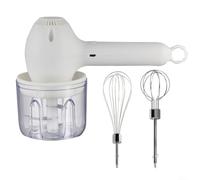 Rechargeable Wireless Electric Hand Mixer, 30W Cordless Egg Beater & Garlic Chopper with Stainless Steel Blades, Detachable Kitchen Masher for Baking and Cooking, Green(White)