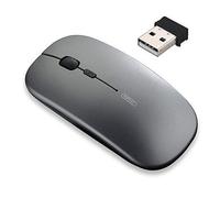 Rechargeable Wireless Mouse Mini Cordless Mice With USB Nano,Silent Click, Ultra Light & Slim for Dell/Apple/HP/Thinkpad PC Computer,Laptop,Macbook (Gray)