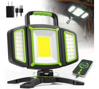 Rechargeable Work Light 3000LM - Magnetic LED Work Light with 4400mAh Battery, 5 Light Modes, IP65 Waterproof, Foldable & Adjustable Head for Garage, Van Repair, Workshop, DIY & Power Cut Emergencies