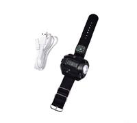 Rechargeable Wrist Lamp with Watch Display, LED High-Intensity Flashlight for Camping and Running, 4 Light Modes Including SOS, Hands-Free Adjustable Strap, Portable Outdoor Night Light, Black