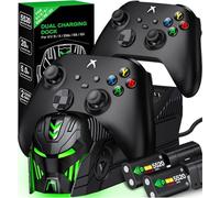Rechargeable Xbox One Controller Charger Station with 2X 5520mWh Battery Pack Accessories Storage - for Xbox Series X/S/One/One X/One S Elite with 4 Battery Cases